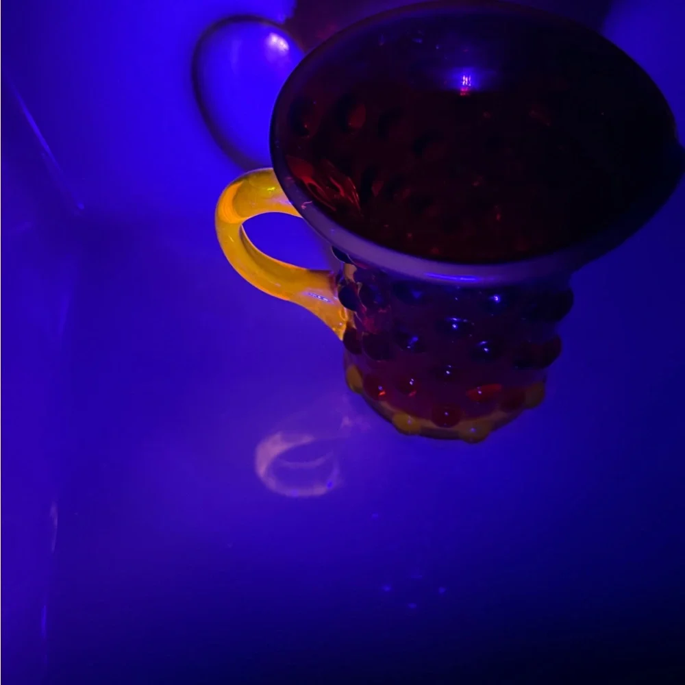 Glows! MCM Vintage Kanawha Amberina‎ Hobnail Small Pitcher Applied Handle 3.5